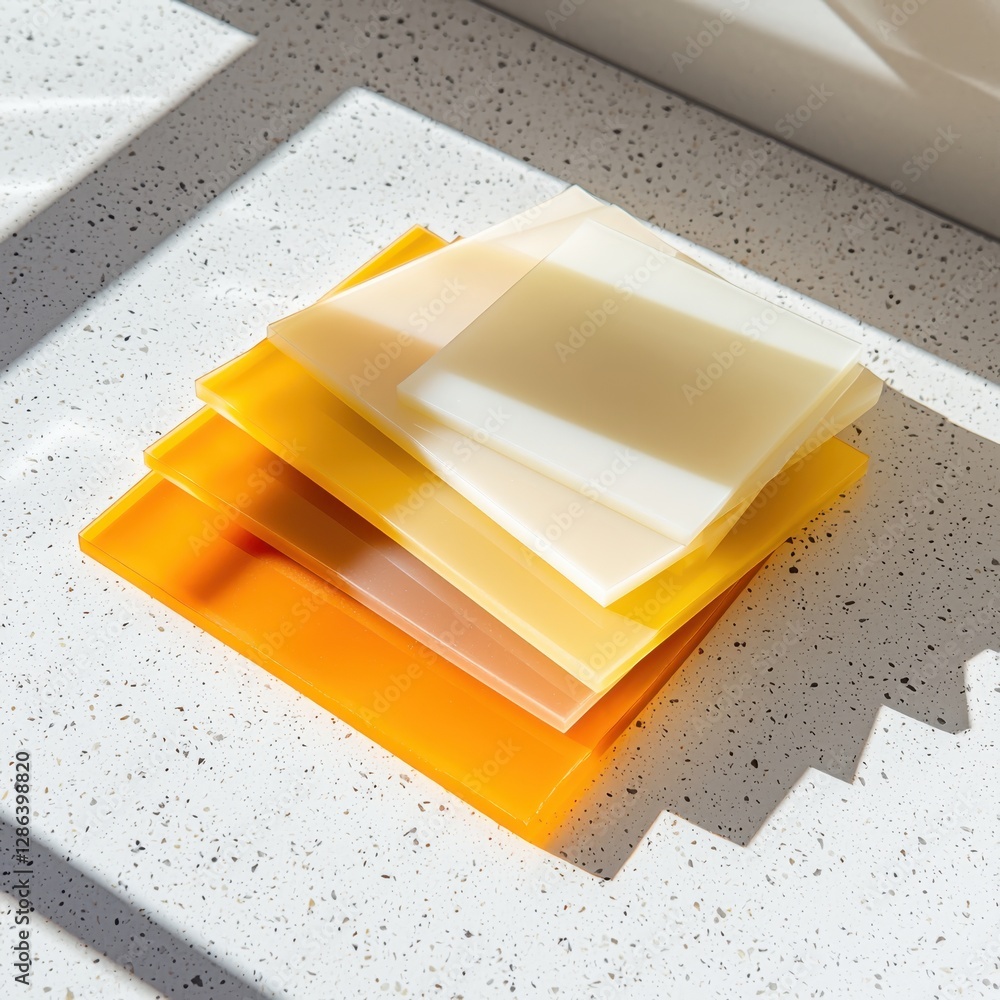 Poster natural rubber sheets displayed on a clean workspace top-down view emphasizing flexibility and textu