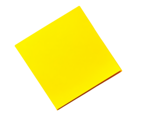 Yellow note paper isolated on transparent background