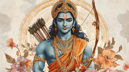 Radiant Rama: Watercolor Elegance