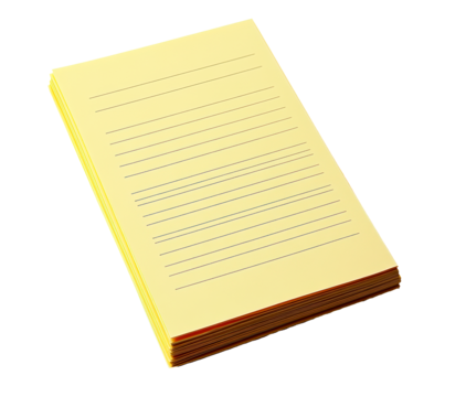 Yellow note paper isolated on transparent background