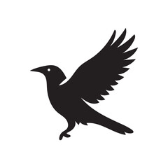 Crow in Flight Silhouette – Majestic Raven Vector Image