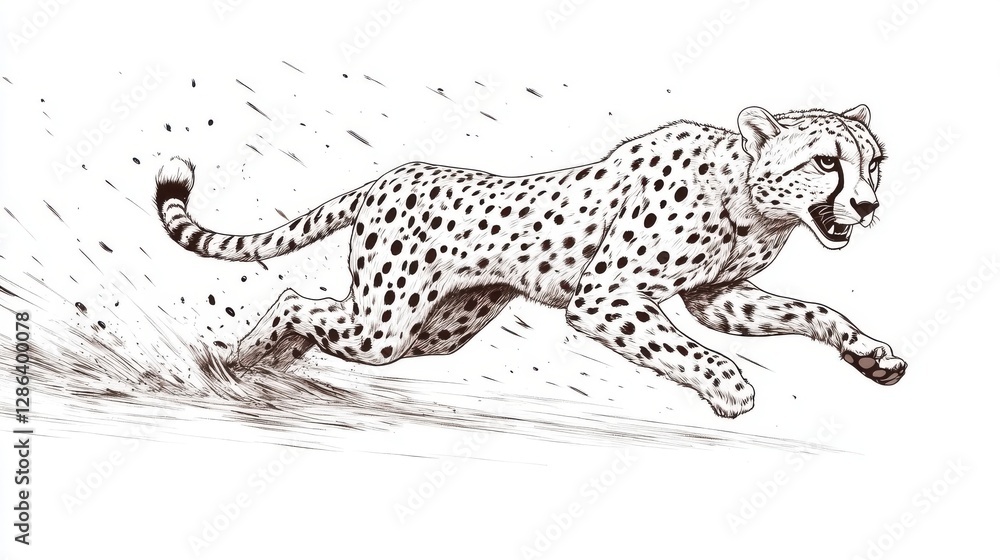 Poster a cheetah runs across a field with speed and determination