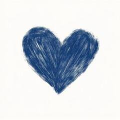 Blue textured heart with rough painterly strokes on a light background symbolizing deep emotions creativity and artistic expression in abstract romantic design