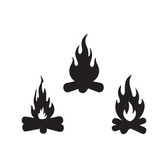 fire flames burning icons set black silhouette vector flat design illustrations 