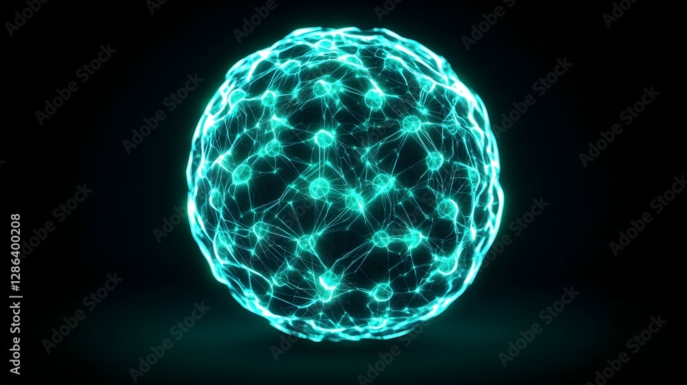 Poster digital network sphere: technology connection, artificial intelligence, data