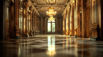 Fototapeta premium Opulent Grand Hallway: A Luxurious Palace Interior
