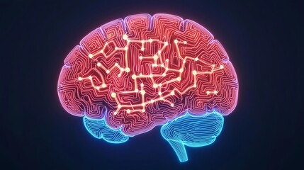 Obraz premium Futuristic Brain Connections: Artificial Intelligence and Neural Network Concept