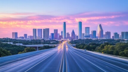 Fototapeta premium Austin Texas Skyline Sunrise Highway