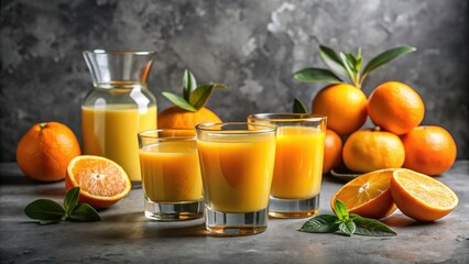 Double Exposure Orange Juice Photography: Homemade Citrus Drinks in Glassware