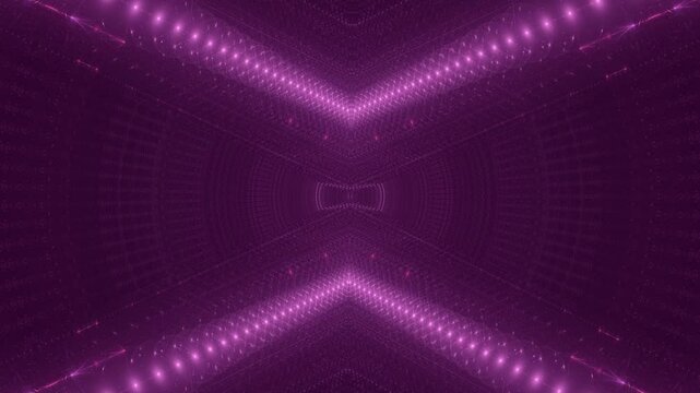 leuchtende Lichtpunkte bewegen sich langsam Richtung Zentrum, digitaler Datentransfer, Algorithmus, Internet, Energie, Datenfluss, Geschwindigkeit, Wandel, Austausch, magenta, pink
