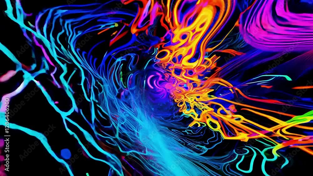 Poster vibrant colors and dynamic patterns intertwine in a captivating display, creating an immersive exper