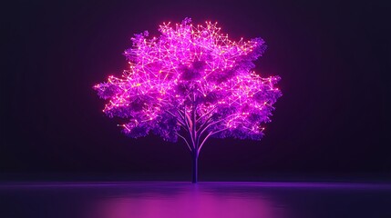 Glowing Technology Tree: Digital Network and Artificial Intelligence Concept