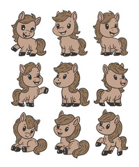 Cute Horse Doodle Style Illustration