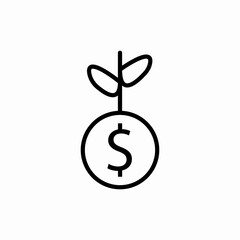 Financial sprout growth icon vector sign