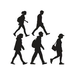  Transparent available random people walking Black silhouette vector art  
