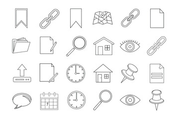 editable line art of project icon set on white background 