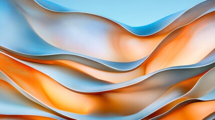 Obraz premium Abstract metallic and copper fluid waves creating a dynamic composition with reflective textures and undulating motion evoking futuristic elegance in a modern artistic digital rendering