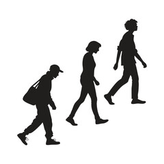  Transparent available random people walking Black silhouette vector art  