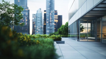 Fototapeta premium Urban Oasis: Modern Architecture Meets Rooftop Greenery