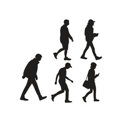  Transparent available random people walking Black silhouette vector art  