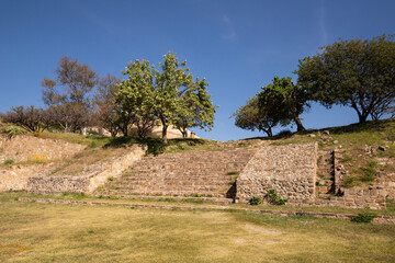 Ancient archaeological ruins of Monte Alban in the Oaxaca region of Mexico. Ancient capital of the Zapotecs and one of the first cities in Mesoamerica.