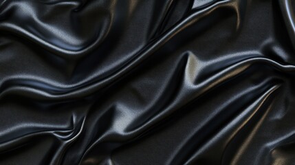 Fototapeta premium Detailed black fabric texture background with natural wrinkles and soft highlights, wallpaper AI generated image
