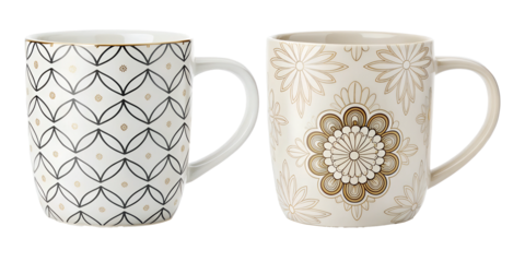 Trendy Ceramic Mug in Two Distinct Styles for Coffee Lovers, PNG Transparent