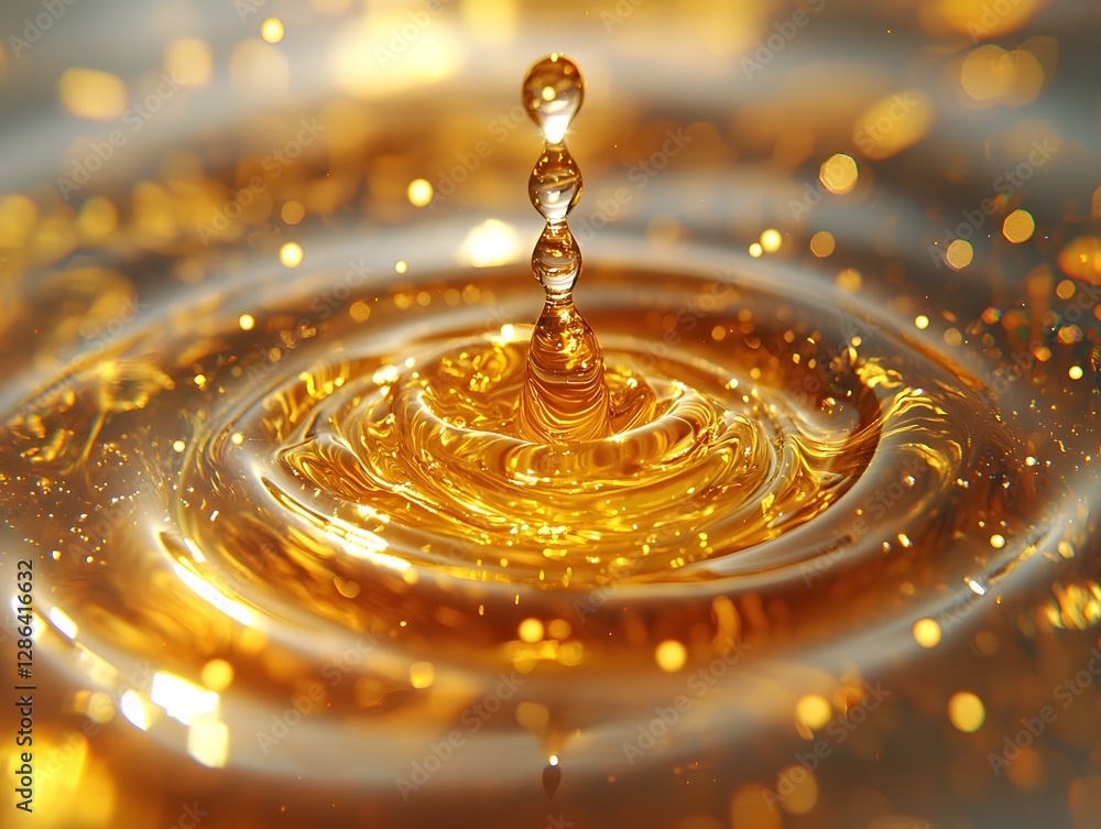 Aufkleber glowing oil droplets forming mesmerizing patterns on water surface abstract concept with copy space