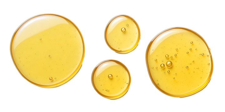 Various Circular Yellow Oily Droplets for Photography and Art Projects, PNG Transparent