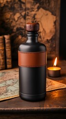 Unique Liquor Flask Bottle with Stylish Leather Strap Detail