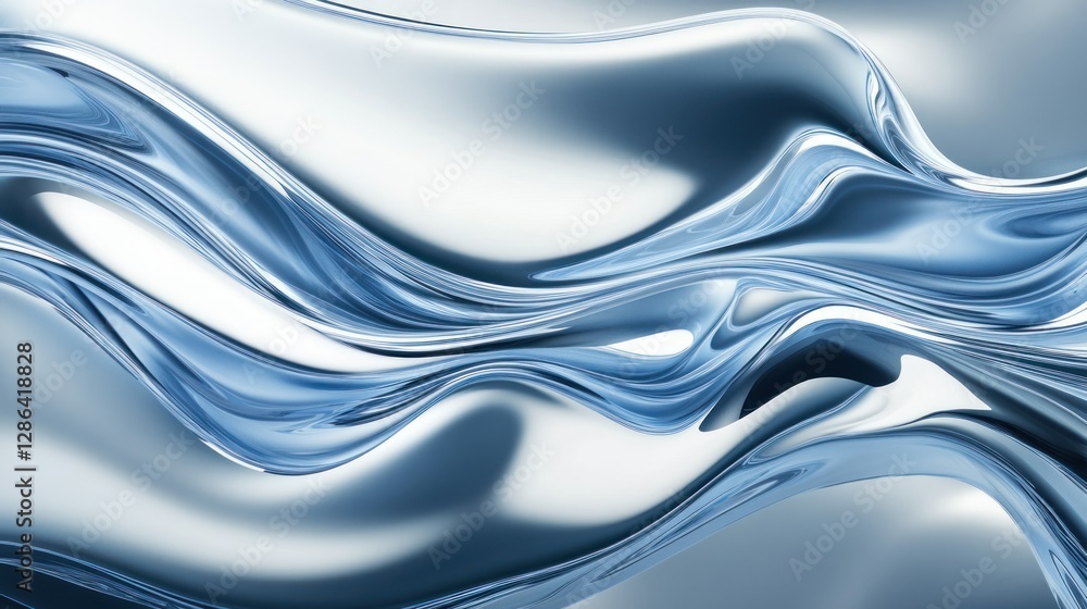 Poster abstract futuristic blue and white digital wave pattern with smooth gradient background wallpaper ai