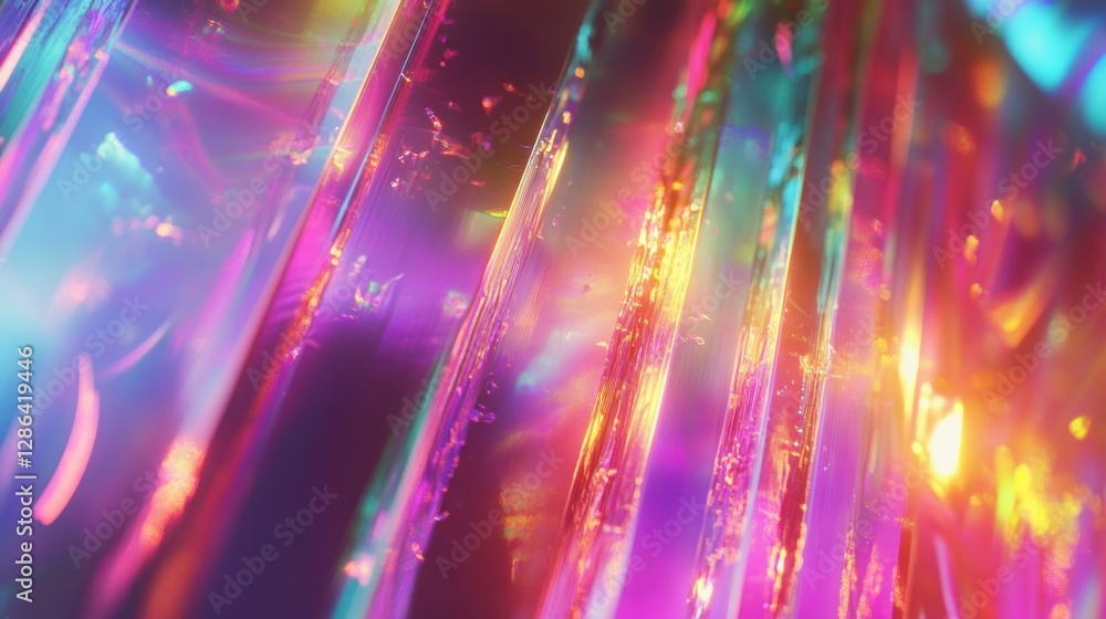 Poster abstract banner of glowing rainbow holographic gradient pattern with smooth neon transitions, backgr