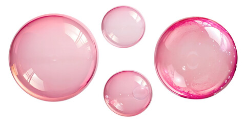 Shiny Pink Bubble on White Background in Three Distinct Styles for Fun Photography, PNG Transparent
