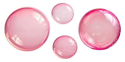 Shiny Pink Bubble on White Background in Three Distinct Styles for Fun Photography, PNG Transparent