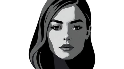 Elegant Woman Portrait in Black and White Graphic Style Image