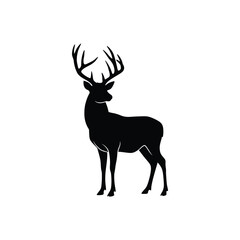Majestic Deer Silhouette Elegant Wildlife Vector Illustration