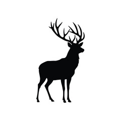 Majestic Deer Silhouette Elegant Wildlife Vector Illustration