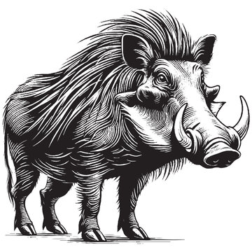 recommend clip art: warthog vector black and white on a white background