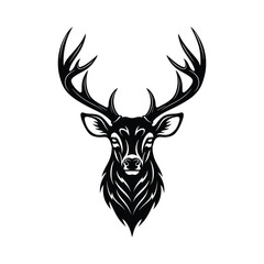 Fototapeta premium Majestic Deer Silhouette Elegant Wildlife Vector Illustration