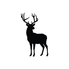 Majestic Deer Silhouette Elegant Wildlife Vector Illustration