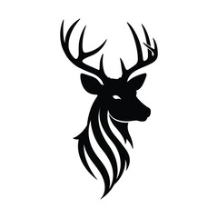 Majestic Deer Silhouette Elegant Wildlife Vector Illustration