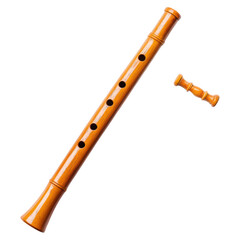 Naklejka premium Wooden recorder instrument for music, School supplies, isolated on transparent background