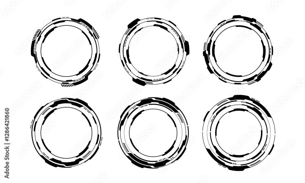 Aufkleber set of sci fi black circle user interface elements technology futuristic design modern creative on w