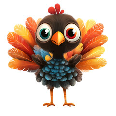 Cute Cartoon Turkey Bird Thanksgiving Illustration  Fall Festive Animal Character Design