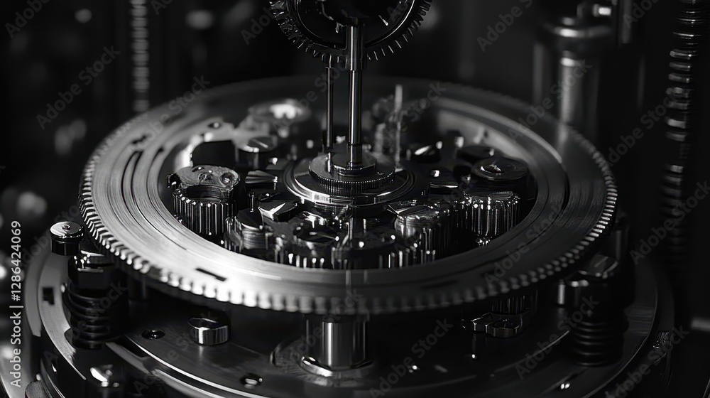 Poster a detailed close-up of a clock showcasing intricate gears and a classic clock face, highlighting the
