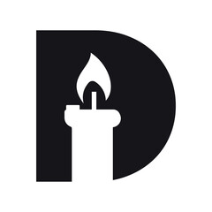Initial candle Logo combine with letter D vector template