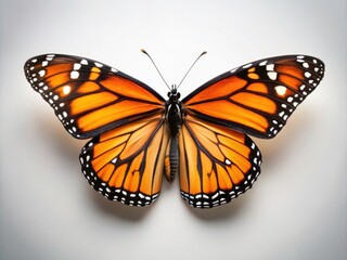 Fototapeta premium Monarch Butterfly Monochrome Photography: Striking Orange & Black Wings on White