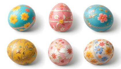 Set of Easter bunny and egg isolated in white background.
