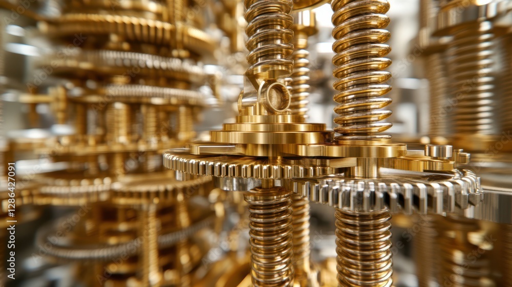 Aufkleber a large metal clock features intricate gears, showcasing mechanical design and precision craftsmansh