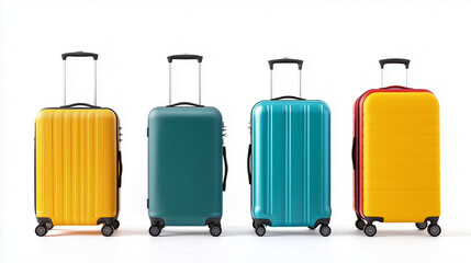set of travel luggage isolated on white background